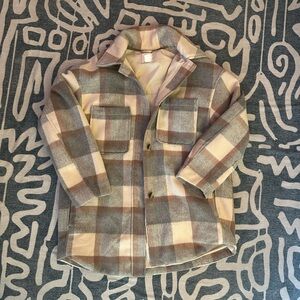 H&M Women’s Oversized Neutral Plaid Shirt Jacket